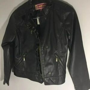 NWT Dollhouse Girls teens Faux Leather Jacket Brown Large Size 14